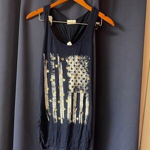 Free Kisses Navy Star and Stripe Tank Top